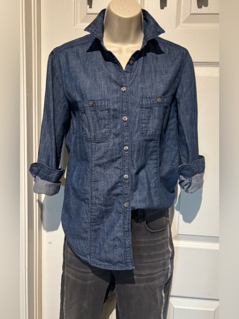 Ann Taylor Loft Dark Blue Denim Shirt
